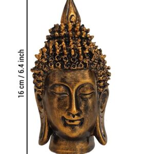 Golden Toned Buddha Head Idol Statue Showpiece