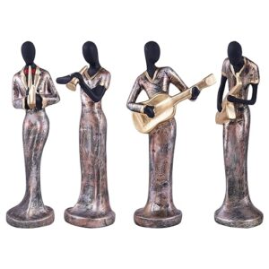 Set of 4 Musical Instrument Ladies Showpiece Statue