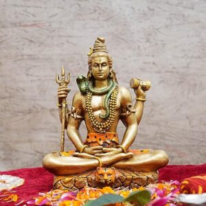 Gold Tone Lord Shiv Shambhu Idol Statue Showpiece