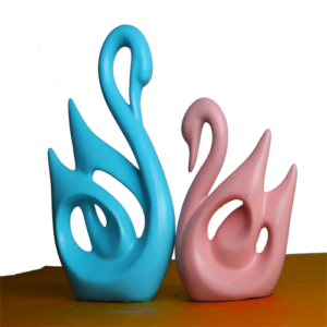 Blue & Pink Swan Set Showpiece