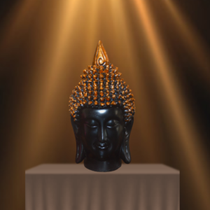 Black & Gold-Toned Buddha Head Idol Statue Showpiece