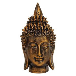 Golden Toned Buddha Head Idol Statue Showpiece