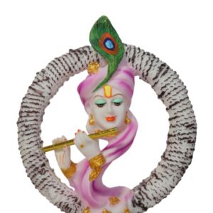 Multicolor Painted Marble Ring Krishna Statue