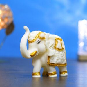 Elephant Showpieces (Gold + White)