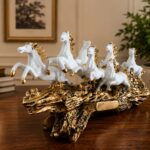 Premium Resin Seven Running Horses Figurine – 10 Inch Running Horses Symbol for Progress, Career Growth & Good Fortune