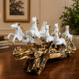 Premium Resin Seven Running Horses Figurine – 10 Inch Running Horses Symbol for Progress, Career Growth & Good Fortune