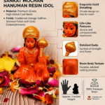 Click to see full view Eminent Hanuman Ji Murti Blessing with Lord Balaji Bajrangbali Sankat Mochan Bhagwan Idol for Temple Car Dashboard Home Decor Statue Gift Hanuman(Murti) (Ashirwad Orange Hanuman Ji)
