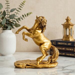 Rising Horse Showpiece – Golden Horse Statue for Home & Office