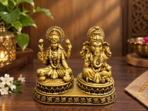 Laxmi Ganesh Idol – Antique Gold